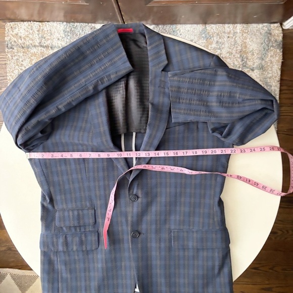 John Varvatos Men’s Seersucker Unstructured Blazer Jacket Size 42R Blue - Picture 3 of 8